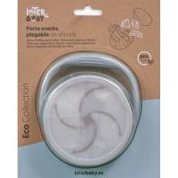 Taza porta snack plegable azul de silicona con tapa INTERBABY