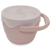 Taza porta snack plegable rosa de silicona con tapa INTERBABY