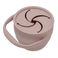 Taza porta snack plegable rosa de silicona con tapa INTERBABY