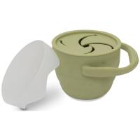 Taza porta snack plegable verde agua de silicona con tapa INTERBABY