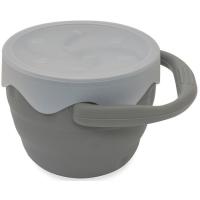 Taza porta snack plegable gris de silicona con tapa INTERBABY