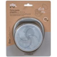 Taza porta snack plegable gris de silicona con tapa INTERBABY