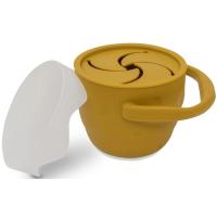 Taza porta snack plegable mostaza de silicona con tapa INTERBABY