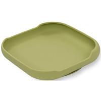 Plato cuadrado verde agua con ventosa, silicona extrasuave INTERBABY, 250 ml