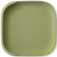 Plato cuadrado verde agua con ventosa, silicona extrasuave INTERBABY, 250 ml