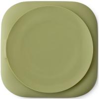 Plato cuadrado verde agua con ventosa, silicona extrasuave INTERBABY, 250 ml