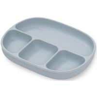 Plato azul con 4 divisiones, ventosa y tapa, de silicona INTERBABY, 650 ml