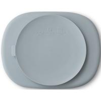 Plato azul con 4 divisiones, ventosa y tapa, de silicona INTERBABY, 650 ml