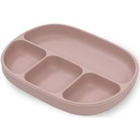 Plato rosa con 4 divisiones, ventosa y tapa, de silicona INTERBABY, 650 ml
