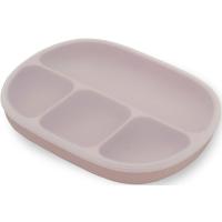 Plato rosa con 4 divisiones, ventosa y tapa, de silicona INTERBABY, 650 ml