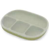 Plato verde agua con 4 divisiones, ventosa y tapa, de silicona INTERBABY, 650 ml