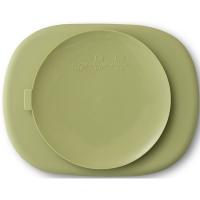 Plato verde agua con 4 divisiones, ventosa y tapa, de silicona INTERBABY, 650 ml