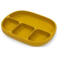Plato mostaza con 4 divisiones, ventosa y tapa, de silicona INTERBABY, 650 ml