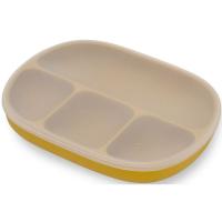 Plato mostaza con 4 divisiones, ventosa y tapa, de silicona INTERBABY, 650 ml