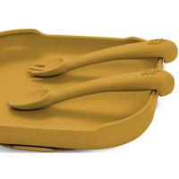 Cuchara y tenedor mostaza de silicona INTERBABY