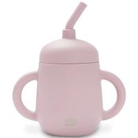 Taza rosa antigoteo de entrenamiento con pajita de silicona INTERBABY