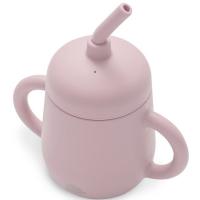 Taza rosa antigoteo de entrenamiento con pajita de silicona INTERBABY