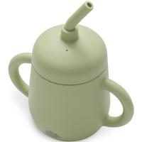 Taza verde agua antigoteo de entrenamiento con pajita de silicona INTERBABY