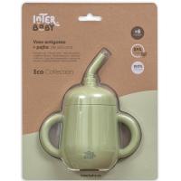 Taza verde agua antigoteo de entrenamiento con pajita de silicona INTERBABY