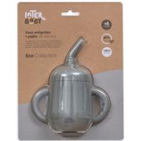 Taza gris antigoteo de entrenamiento cib pajita de silicona INTERBABY