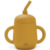 Taza mostaza antigoteo de entrenamiento con pajita de silicona INTERBABY