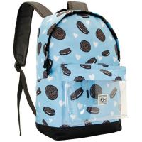 Mochila azul con galletas 41 cm, dos cremalleras OH MY POP, 1 ud