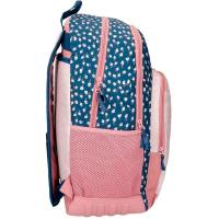 Mochila 44 cm One World, azul y rosa con flores, adaptable a carro ROLL ROAD, 1 ud