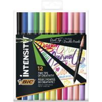 Rotulador doble punta: fina y pincel, color pastel, Intensity Dual Tip BIC, 12 uds