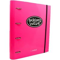 Carpeta A4, cartón fucsia, 4 anillas, con recambio cuadriculado OCEANS WAVE, 1 ud