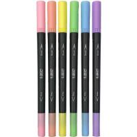 Rotulador de doble punta, 6 colores pastel, Intensity Dual Tip BIC, pack 6 uds