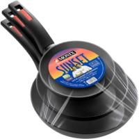Sartén de aluminio forjado Sunset, para todo tipo de fuegos MONIX, set Ø18, 22 y 26 cm