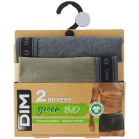 Bóxer hombre algodón orgánico, verde/gris talla XL DIM, pack 2 uds