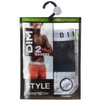 Bóxer hombre algodón elástico, blanco/negro talla L DIM, pack 2 uds