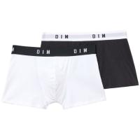 Bóxer hombre algodón elástico, blanco/negro talla L DIM, pack 2 uds