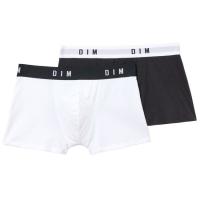 Bóxer hombre algodón elástico, blanco/negro talla XL DIM, pack 2 uds