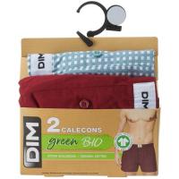 Bóxer de tela hombre algodón orgánico, granate/azul talla M DIM, pack 2 uds