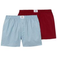 Bóxer de tela hombre algodón orgánico, granate/azul talla M DIM, pack 2 uds