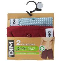 Bóxer de tela hombre algodón orgánico, granate/azul talla XL DIM, pack 2 uds