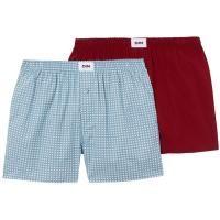 Bóxer de tela hombre algodón orgánico, granate/azul talla XL DIM, pack 2 uds