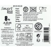 Plato de cartón compostable decoración globos, 23 cm, pack 8 uds