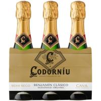 Cava benjamin Semi-seco CODORNIU, pack 3x20 cl