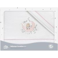 Sábanas de cuna, coralina blanca rosa, oso en luna, 3 piezas INTERBABY, 60x120 cm