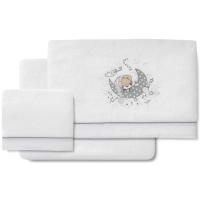 Sábanas de cuna, coralina blanca gris, oso en luna, 3 piezas INTERBABY, 60x120 cm