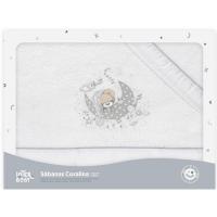 Sábanas de cuna, coralina blanca gris, oso en luna, 3 piezas INTERBABY, 60x120 cm