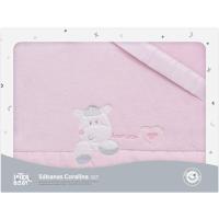 Sábanas de Minicuna, coralina Rosa, corazon amoroso, 3 piezas INTERBABY, 50x80 cm