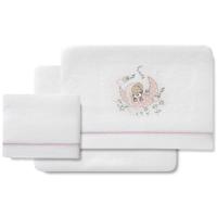 Sábanas Minicuna, coralina blanca rosa, oso en luna, 3 piezas INTERBABY, 50x80 cm