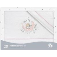 Sábanas Minicuna, coralina blanca rosa, oso en luna, 3 piezas INTERBABY, 50x80 cm