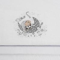 Sábanas Minicuna, coralina blanca gris, oso en luna, 3 piezas INTERBABY, 50x80 cm
