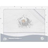 Sábanas Minicuna, coralina blanca gris, oso en luna, 3 piezas INTERBABY, 50x80 cm