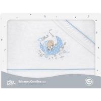 Sábanas Minicuna, coralina blanca azul, oso en luna, 3 piezas INTERBABY, 50x80 cm